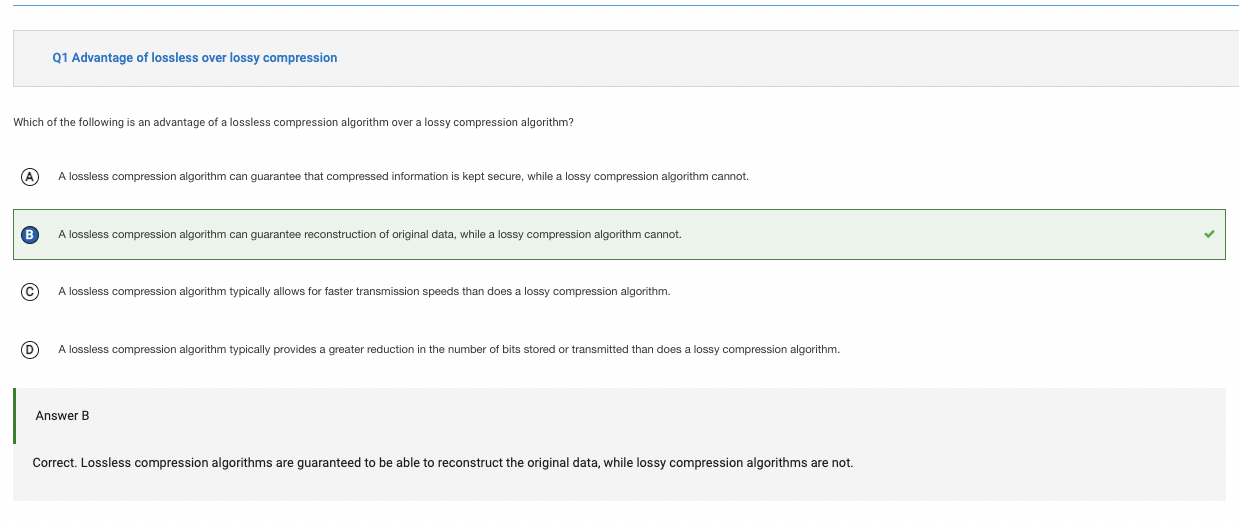 Data Compression Quiz 1 Q1